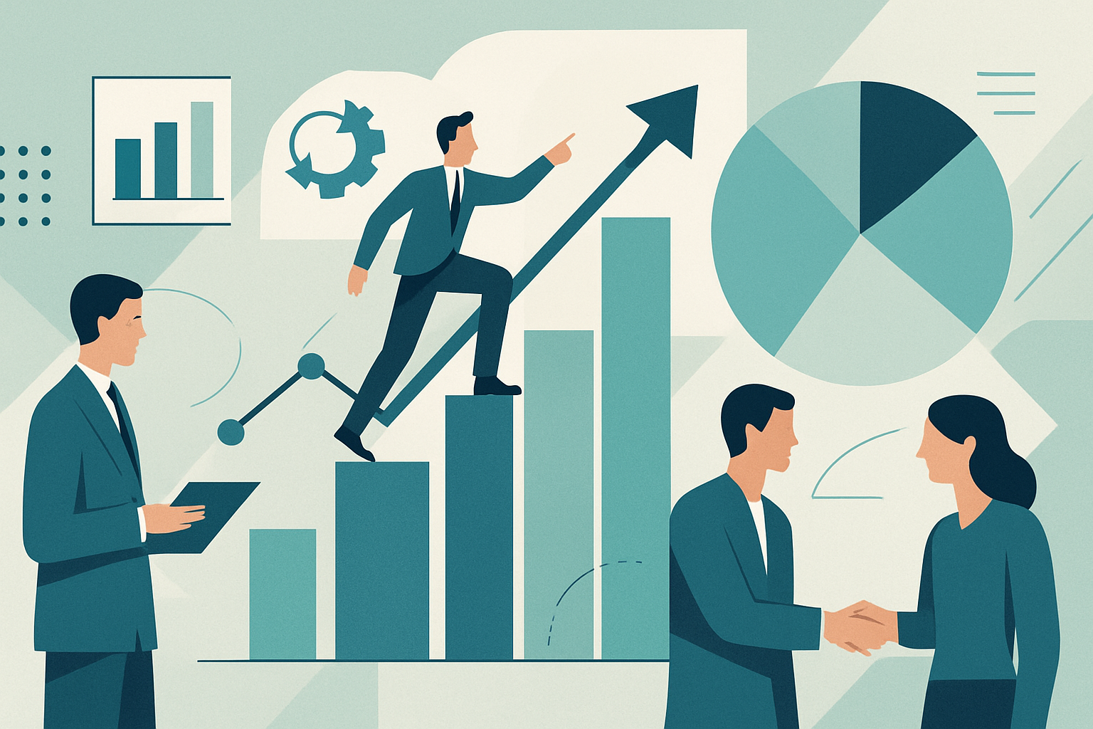 Ilustração de gestão empresarial e sucesso