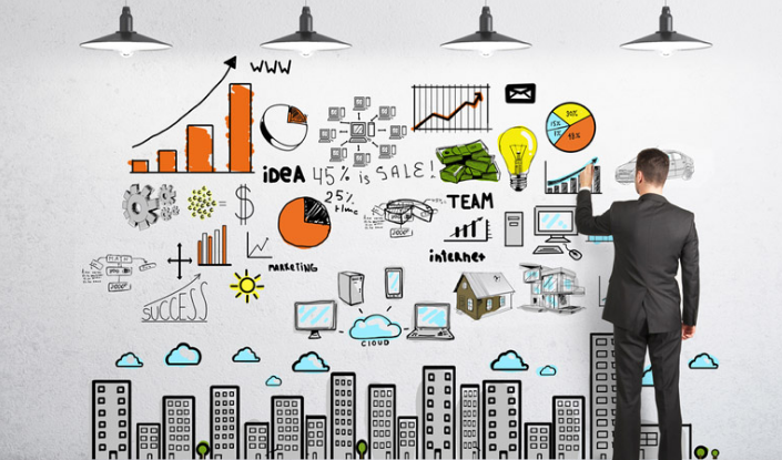 Ilustração de gestão empresarial e sucesso